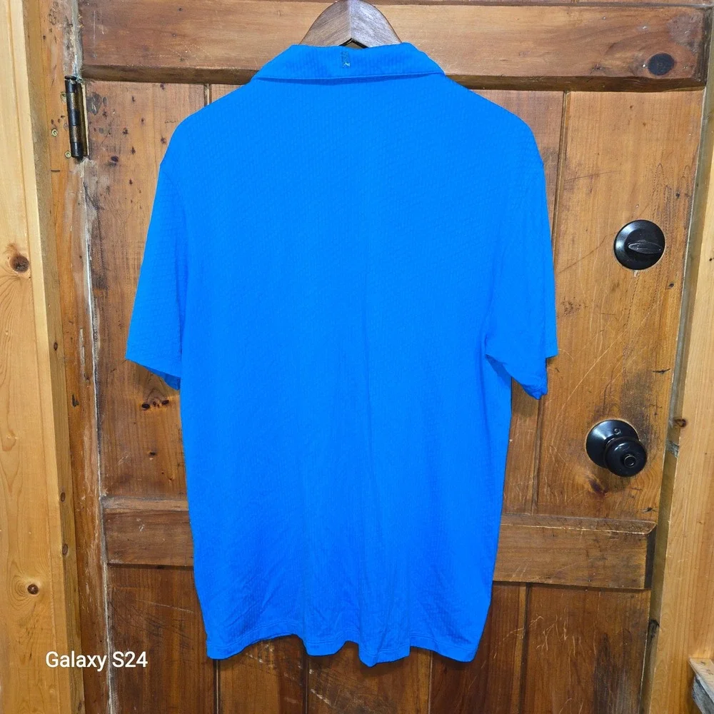 Nike Golf Tiger Woods Collection Blue Dri-FIT Textured Polo Shirt‎ Mens Large